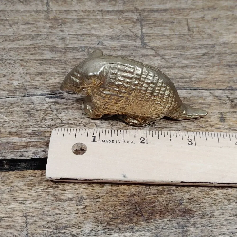 Vintage Brass Figurine Paperweight MCM Armadillo Animal